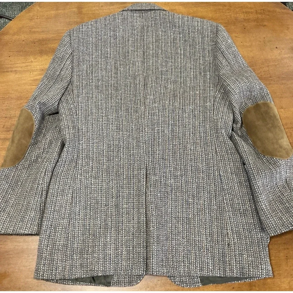 Vintage Woodmere 100% Wool Tweed Blazer 41R Elbow Patch Grandpa Preppy Coat‎